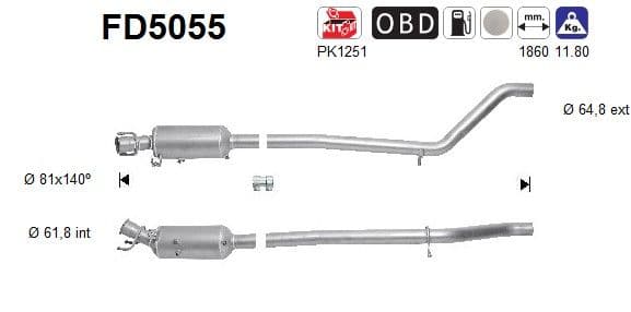 Filtru funingine/particule, sist.de esapament AS FD5055