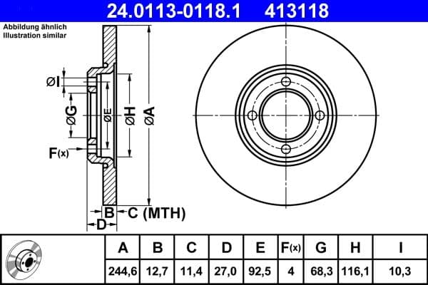 Disc frana ATE 24.0113-0118.1