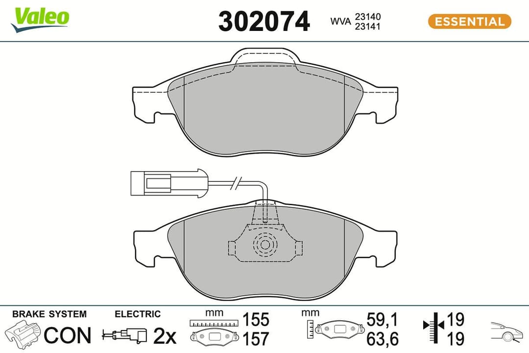 set placute frana,frana disc VALEO ESSENTIAL 302074