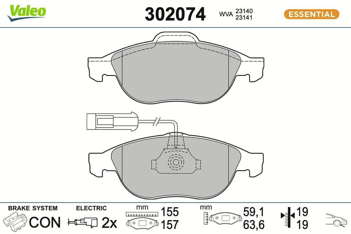 set placute frana,frana disc VALEO ESSENTIAL 302074