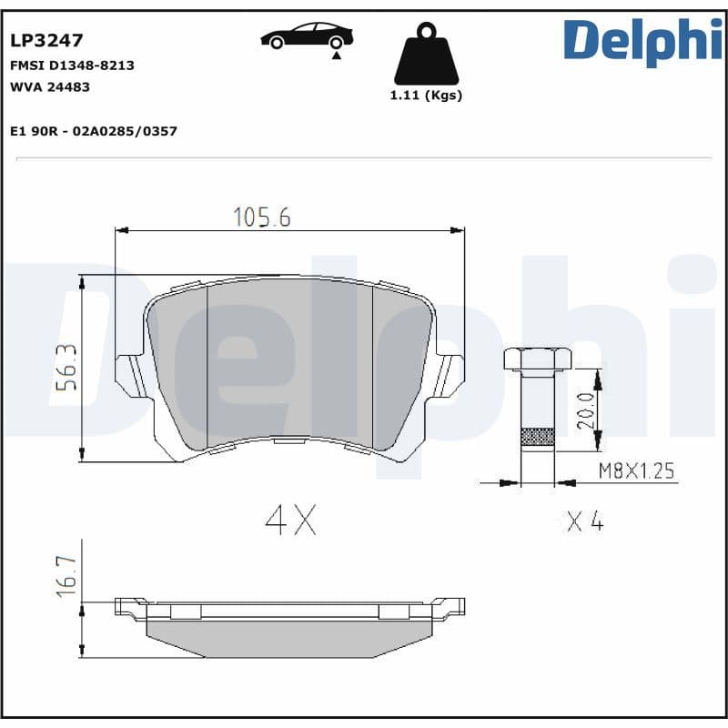 set placute frana,frana disc DELPHI LP3247