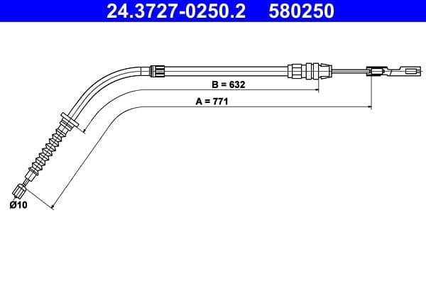 Cablu, frana de parcare ATE 24.3727-0250.2