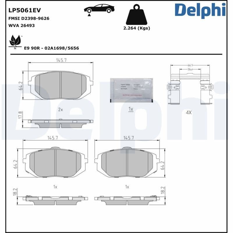 set placute frana,frana disc DELPHI LP5061EV