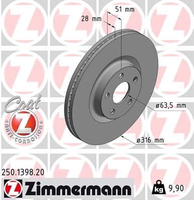 Disc frana ZIMMERMANN 250.1398.20