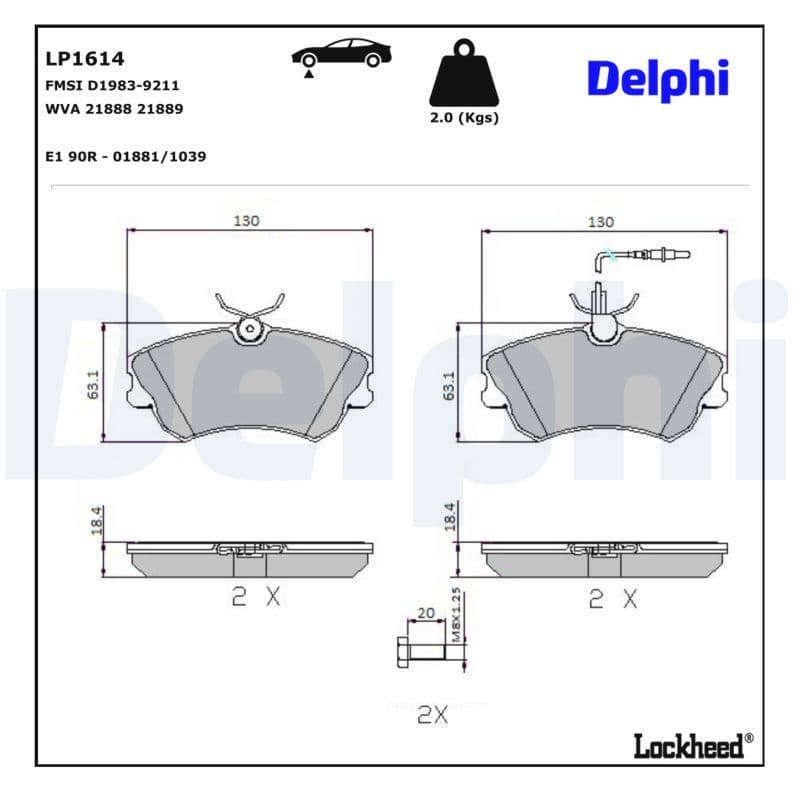 set placute frana,frana disc DELPHI LP1614