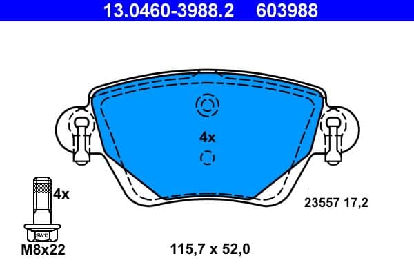 set placute frana,frana disc ATE 13.0460-3988.2