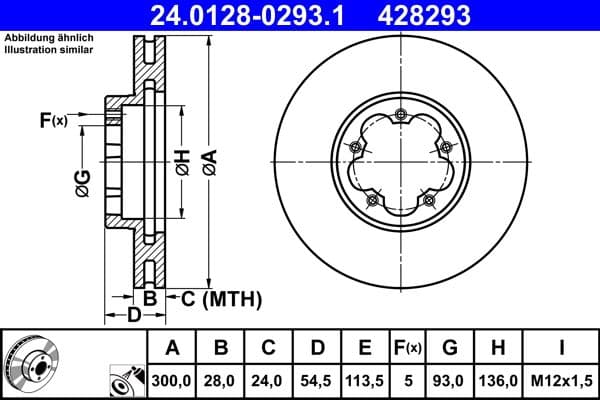 Disc frana ATE 24.0128-0293.1