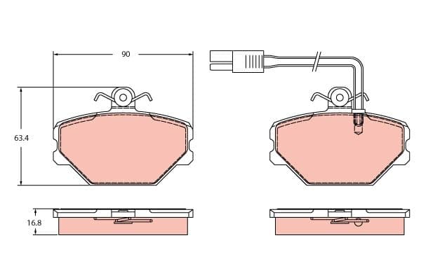 set placute frana,frana disc TRW GDB2396