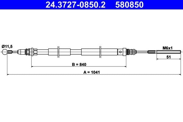 Cablu, frana de parcare ATE 24.3727-0850.2