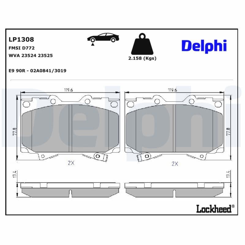 set placute frana,frana disc DELPHI LP1308
