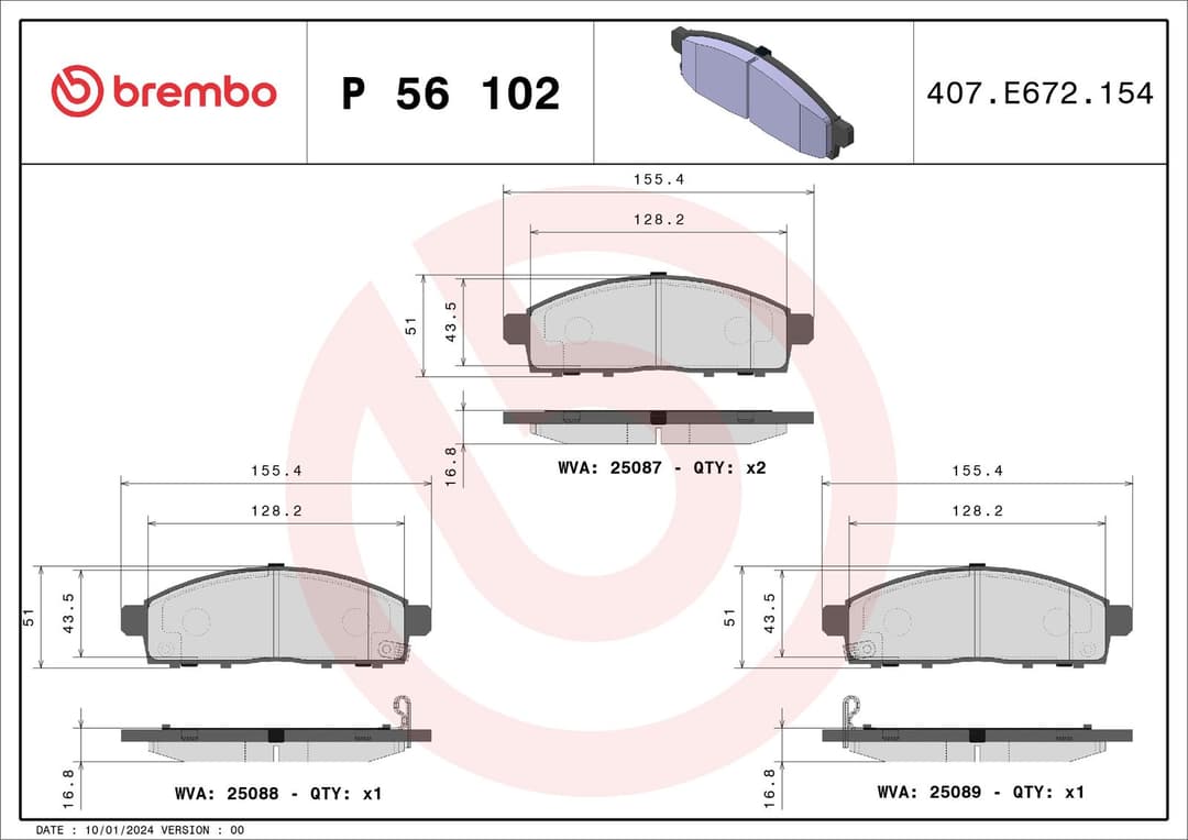 set placute frana,frana disc BREMBO PRIME LINE P 56 102