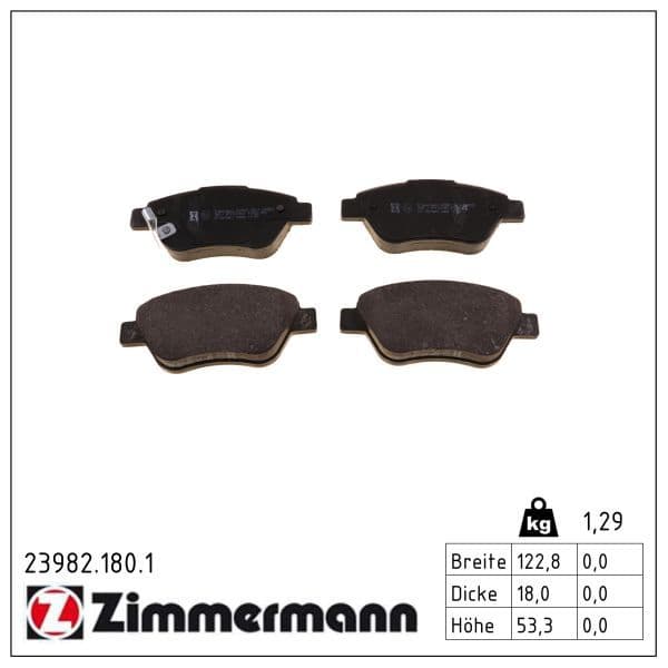 set placute frana,frana disc ZIMMERMANN 23982.180.1