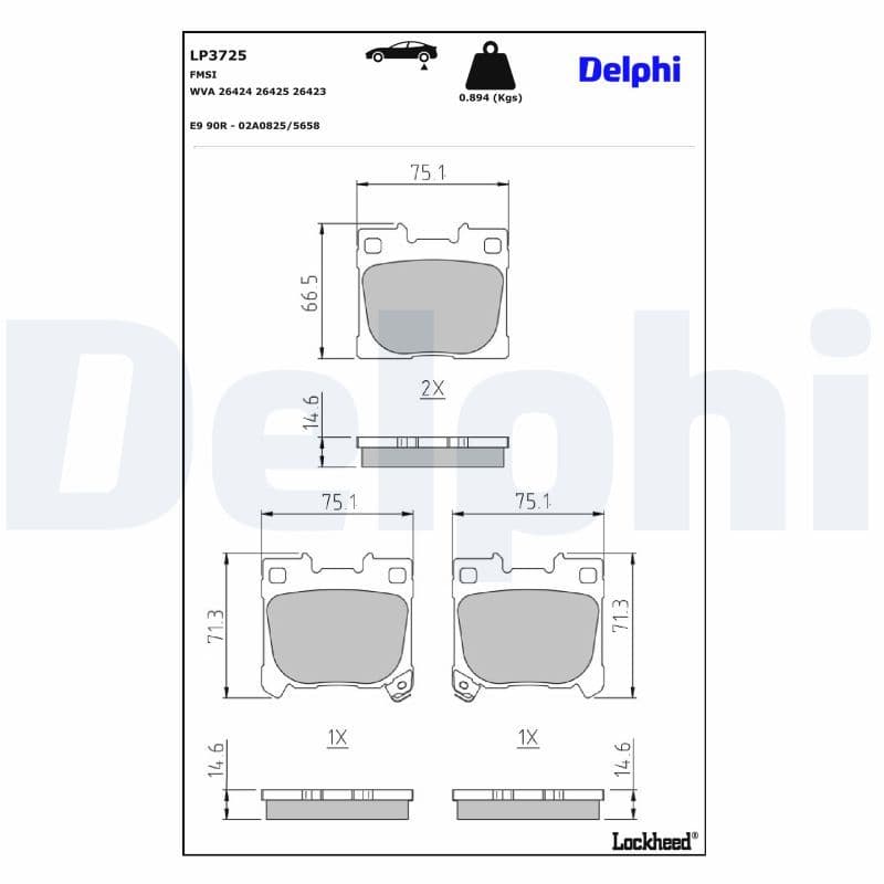 set placute frana,frana disc DELPHI LP3725