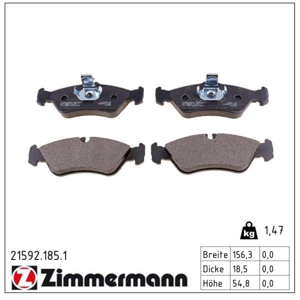 set placute frana,frana disc ZIMMERMANN 21592.185.1