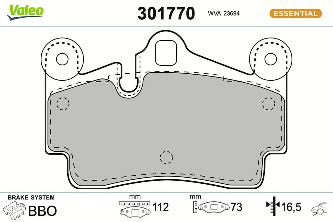 set placute frana,frana disc VALEO ESSENTIAL 301770