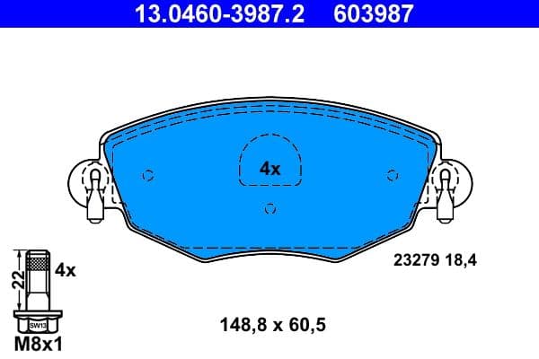 set placute frana,frana disc ATE 13.0460-3987.2