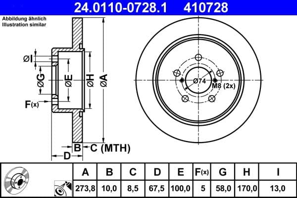 Disc frana ATE 24.0110-0728.1