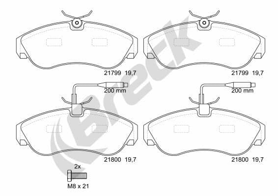 set placute frana,frana disc BRECK 21799 00 703 10