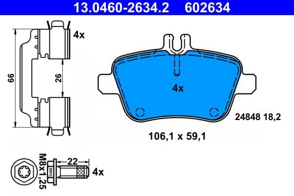 set placute frana,frana disc ATE 13.0460-2634.2