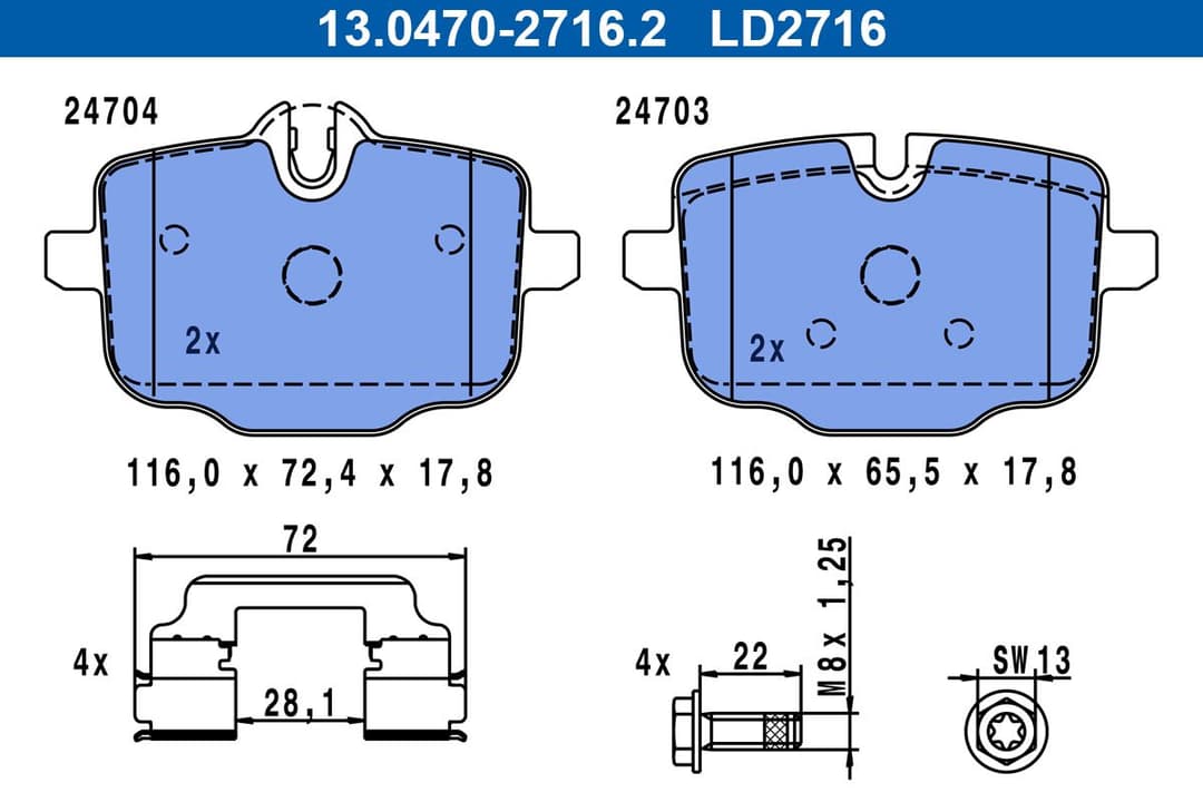 set placute frana,frana disc ATE Ceramic 13.0470-2716.2