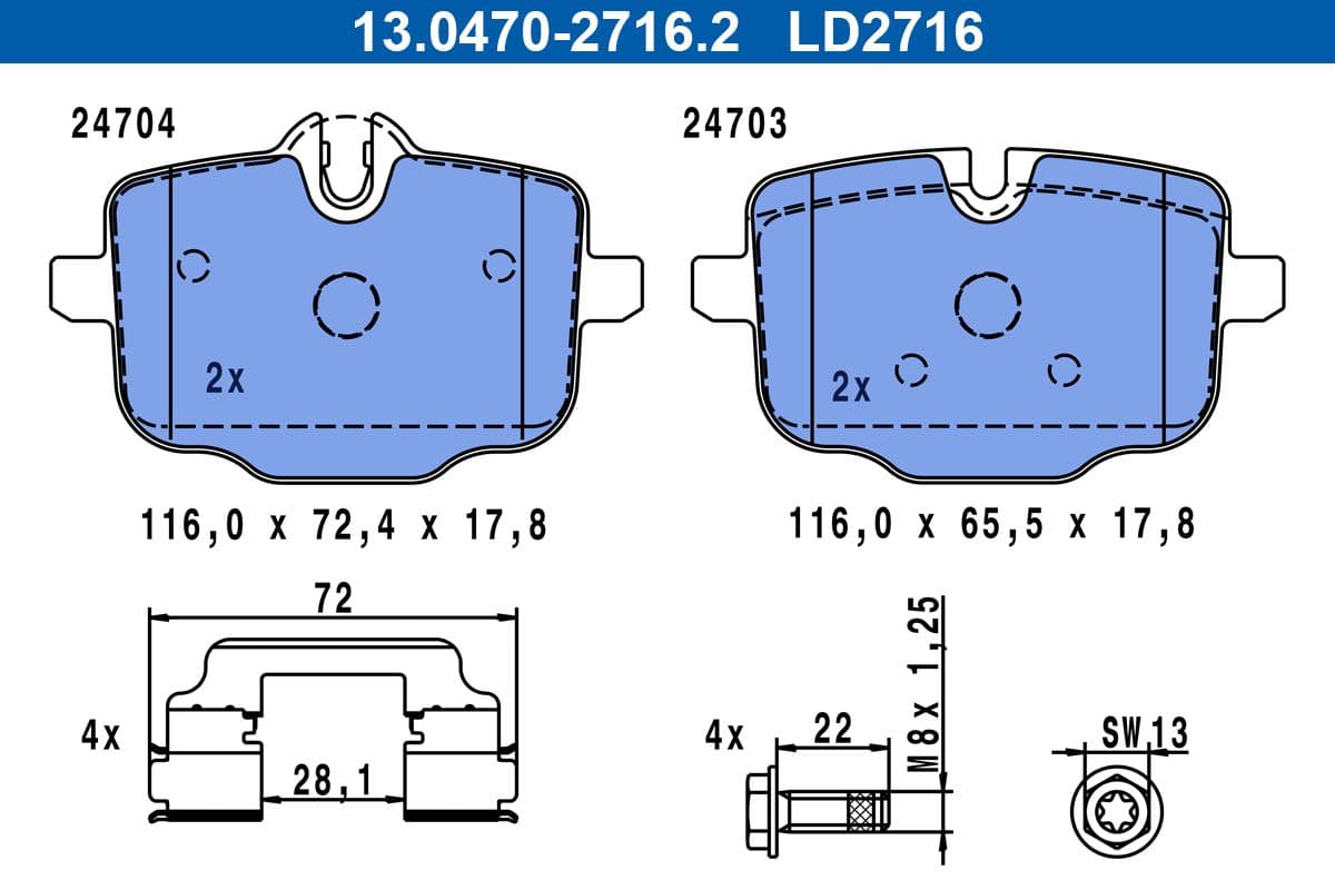 set placute frana,frana disc ATE Ceramic 13.0470-2716.2