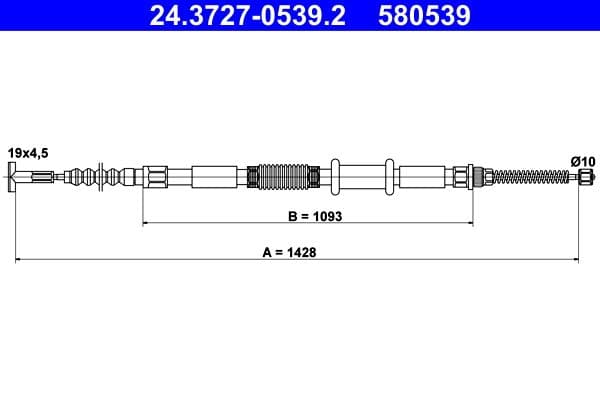 Cablu, frana de parcare ATE 24.3727-0539.2
