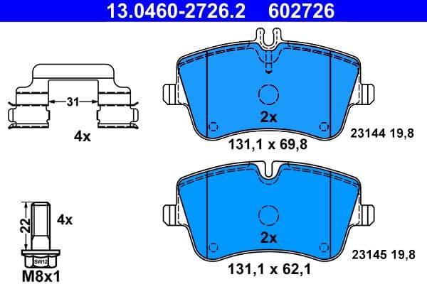 set placute frana,frana disc ATE 13.0460-2726.2