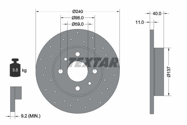 Disc frana TEXTAR PRO 92316003