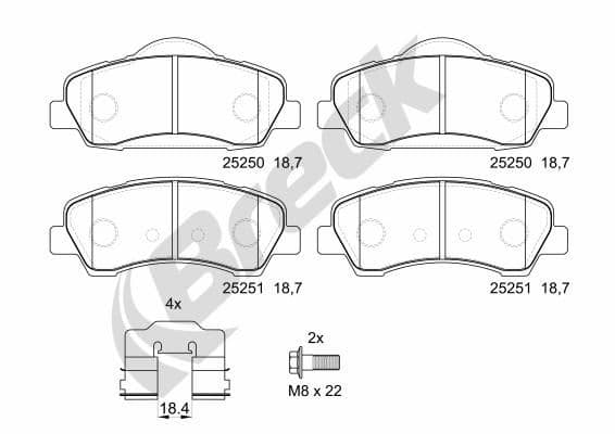 set placute frana,frana disc BRECK 25250 00 701 00