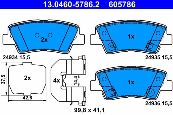 set placute frana,frana disc ATE 13.0460-5786.2