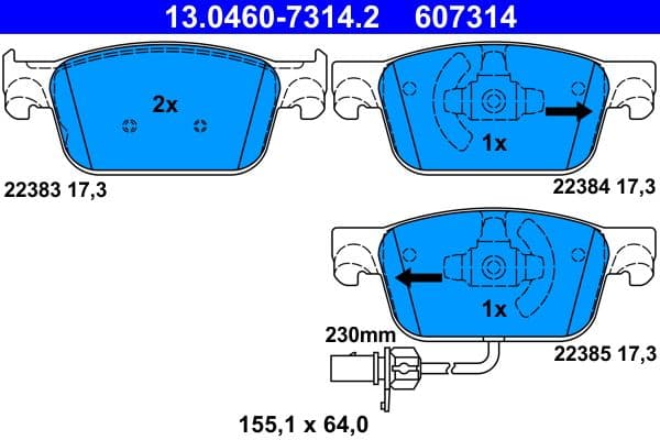 set placute frana,frana disc ATE 13.0460-7314.2