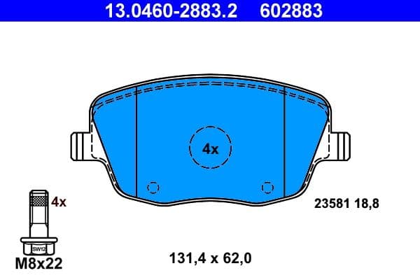 set placute frana,frana disc ATE 13.0460-2883.2