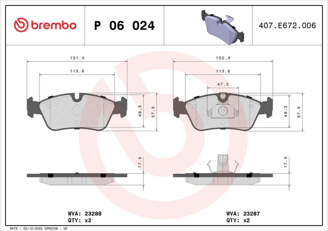 set placute frana,frana disc BREMBO PRIME LINE P 06 024