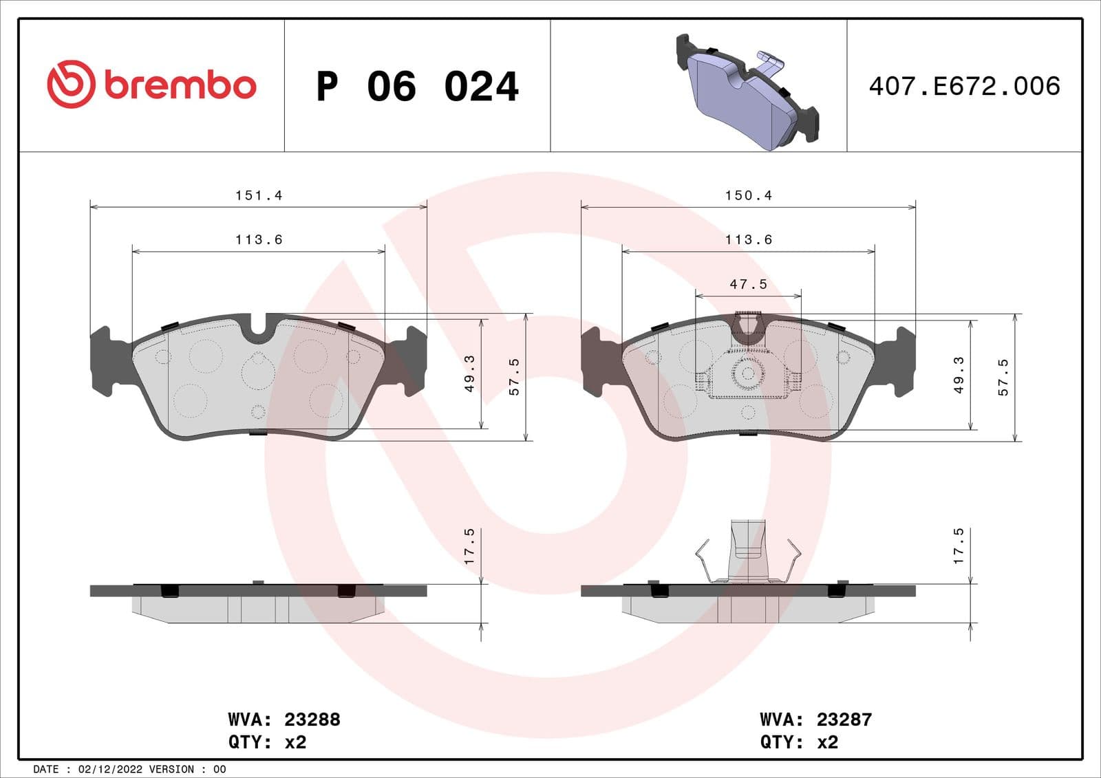 set placute frana,frana disc BREMBO PRIME LINE P 06 024