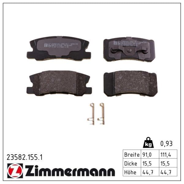set placute frana,frana disc ZIMMERMANN 23582.155.1