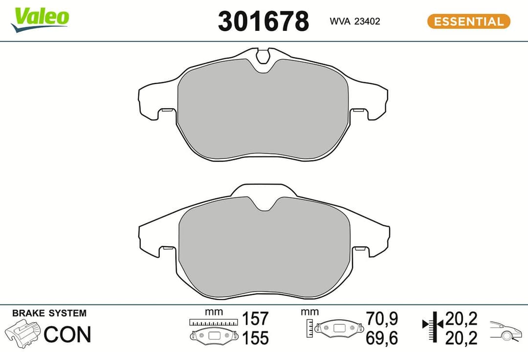set placute frana,frana disc VALEO ESSENTIAL 301678