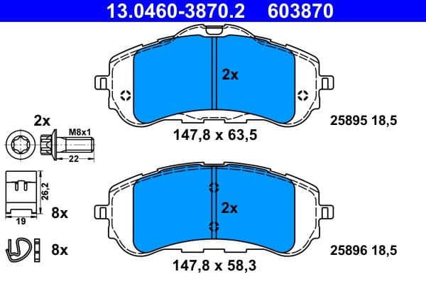 set placute frana,frana disc ATE 13.0460-3870.2