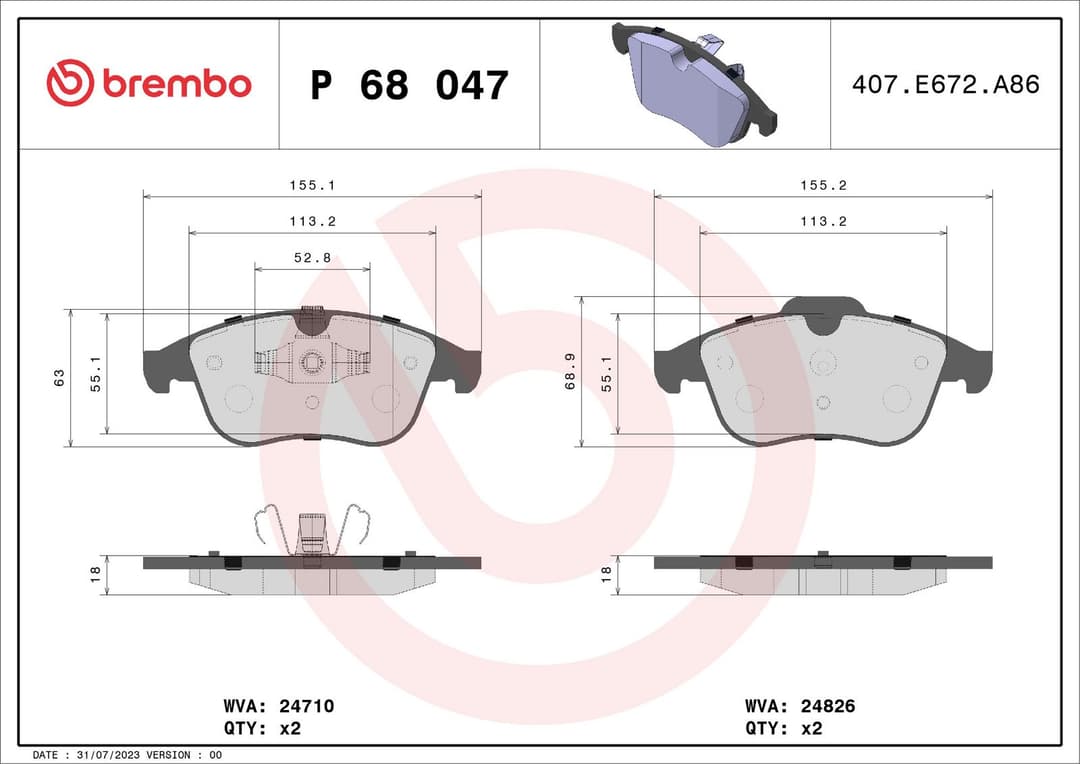 set placute frana,frana disc BREMBO PRIME LINE P 68 047