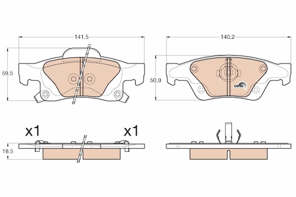 set placute frana,frana disc TRW COTEC GDB4448
