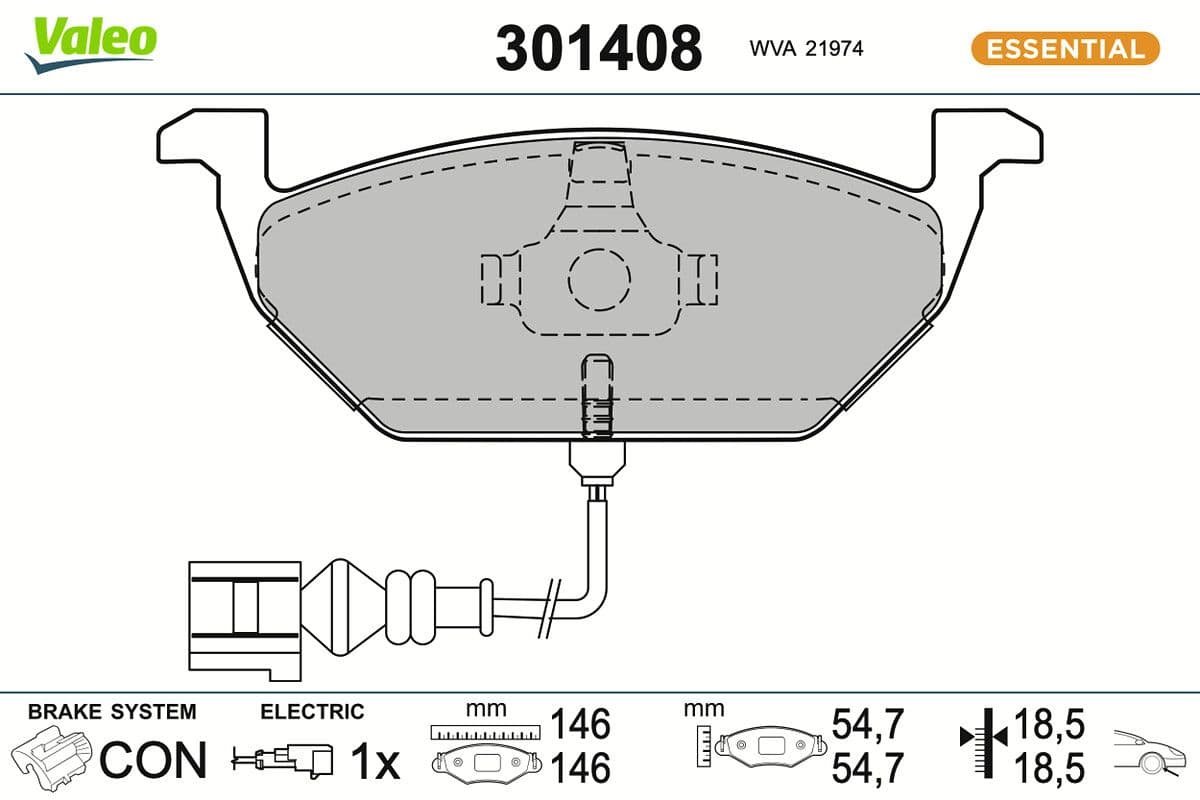 set placute frana,frana disc VALEO ESSENTIAL 301408