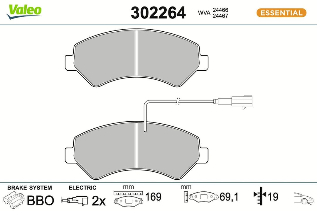 set placute frana,frana disc VALEO ESSENTIAL 302264