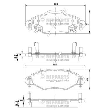 set placute frana,frana disc NIPPARTS J3602113
