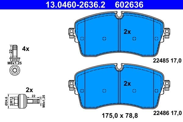 set placute frana,frana disc ATE 13.0460-2636.2