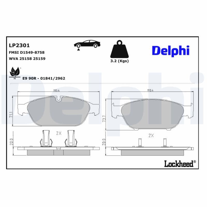 set placute frana,frana disc DELPHI LP2301
