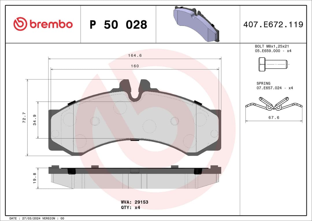 set placute frana,frana disc BREMBO PRIME LINE P 50 028