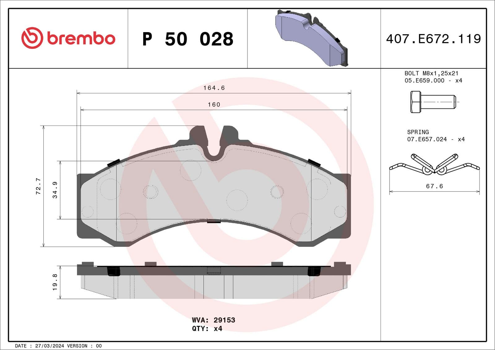 set placute frana,frana disc BREMBO PRIME LINE P 50 028