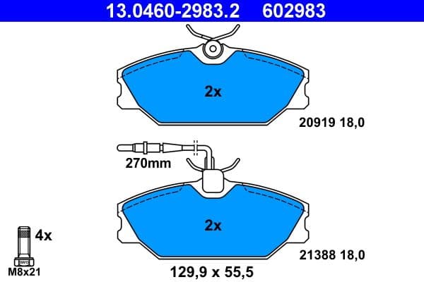 set placute frana,frana disc ATE 13.0460-2983.2
