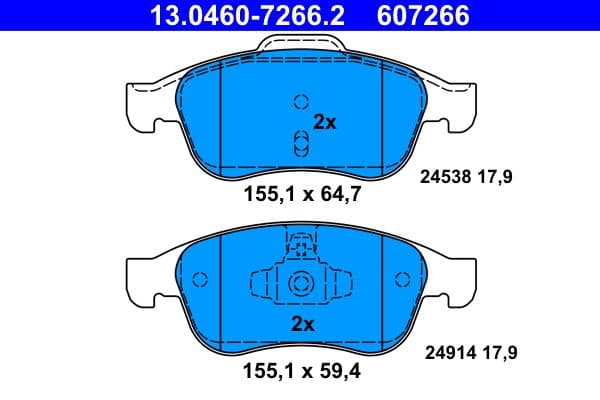 set placute frana,frana disc ATE 13.0460-7266.2