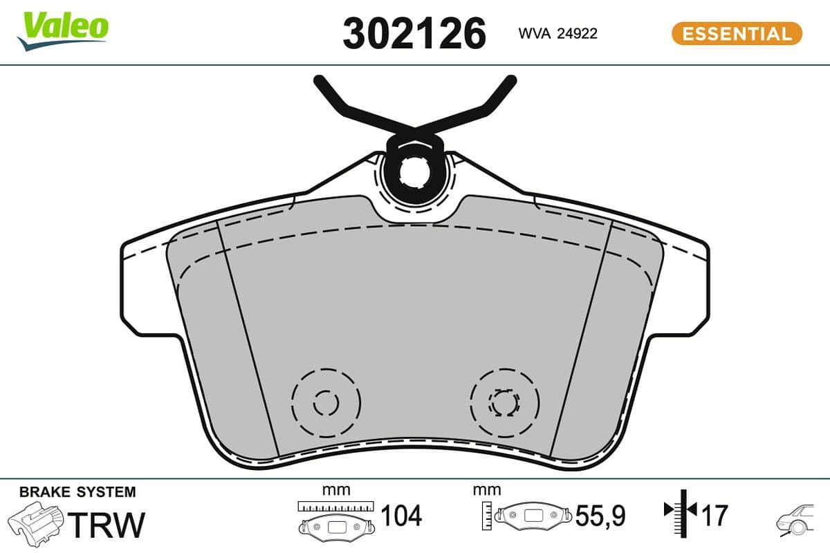 set placute frana,frana disc VALEO ESSENTIAL 302126