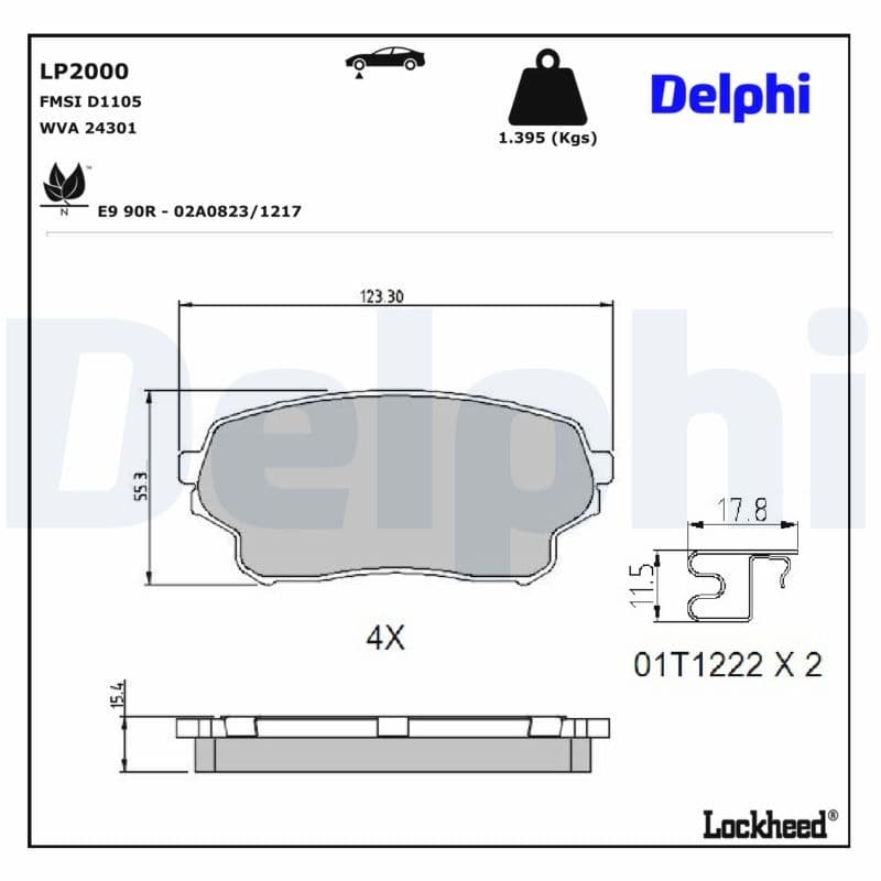 set placute frana,frana disc DELPHI LP2000
